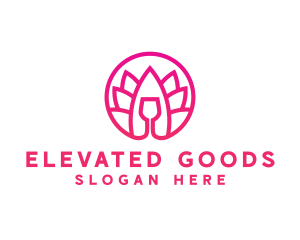 Pink Wine Glass Lotus logo design