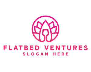 Pink Wine Glass Lotus logo design