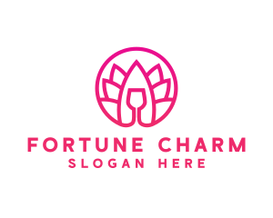 Pink Wine Glass Lotus logo design