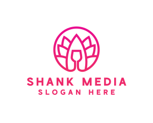 Pink Wine Glass Lotus logo design