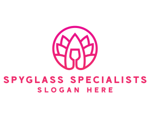 Pink Wine Glass Lotus logo design