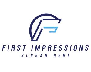 Blue Modern Letter F Outline logo design