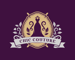 Luxury Floral Gown Dress logo design