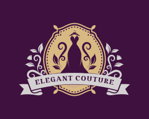 Luxury Floral Gown Dress logo design