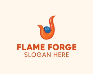 Water Flame Heating logo design