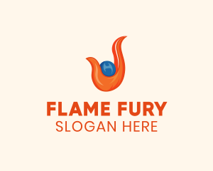 Water Flame Heating logo design