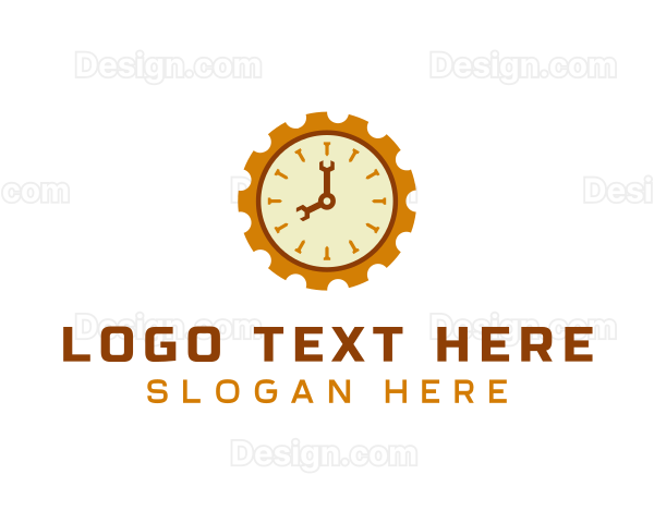 Handyman Clock Cogwheel Logo