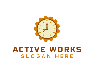 Handyman Clock Cogwheel logo design