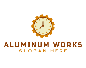 Handyman Clock Cogwheel logo design