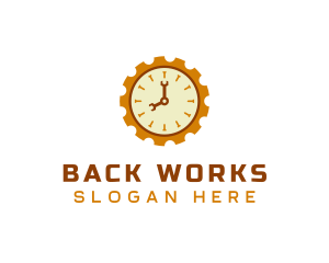 Handyman Clock Cogwheel logo design