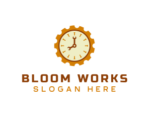 Handyman Clock Cogwheel logo design