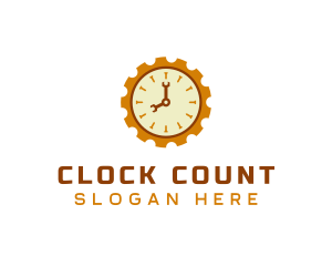 Handyman Clock Cogwheel logo design