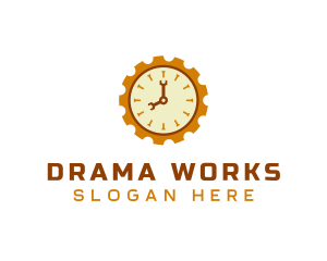 Handyman Clock Cogwheel logo design