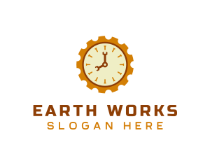 Handyman Clock Cogwheel logo design