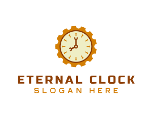 Handyman Clock Cogwheel logo design