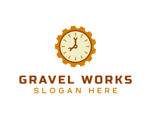 Handyman Clock Cogwheel logo design