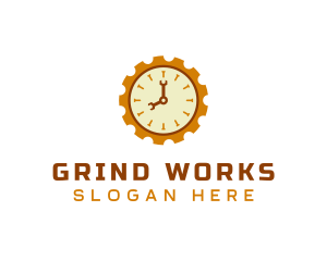 Handyman Clock Cogwheel logo design