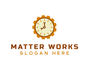 Handyman Clock Cogwheel logo design