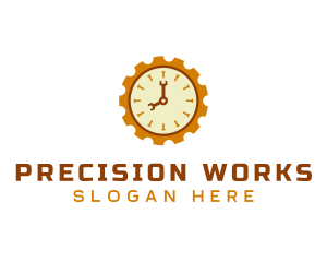 Handyman Clock Cogwheel logo design