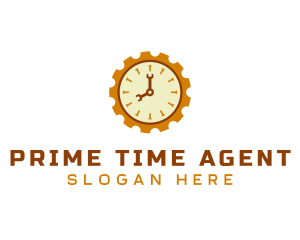 Handyman Clock Cogwheel logo design