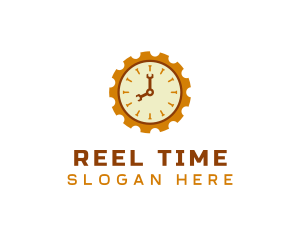 Handyman Clock Cogwheel logo design