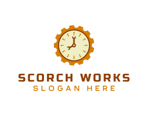 Handyman Clock Cogwheel logo design