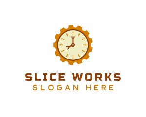 Handyman Clock Cogwheel logo design