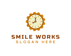 Handyman Clock Cogwheel logo design