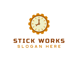 Handyman Clock Cogwheel logo design