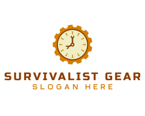 Handyman Clock Cogwheel logo design