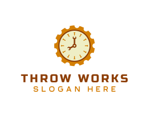 Handyman Clock Cogwheel logo design