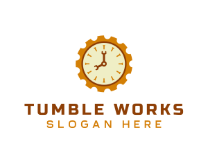 Handyman Clock Cogwheel logo design