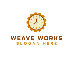 Handyman Clock Cogwheel logo design