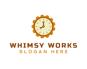 Handyman Clock Cogwheel logo design