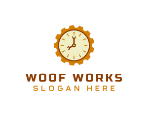 Handyman Clock Cogwheel logo design