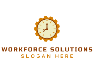 Handyman Clock Cogwheel logo design