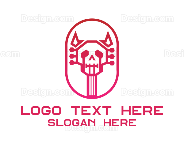 Red Gradient Skull Guitar Logo