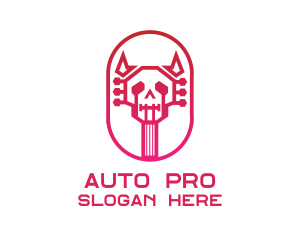 Red Gradient Skull Guitar logo