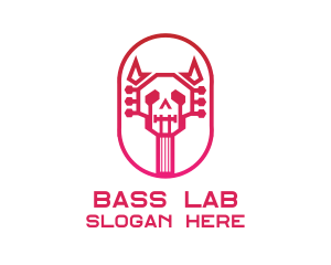 Red Gradient Skull Guitar logo design