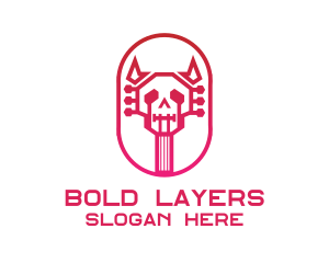 Red Gradient Skull Guitar logo design