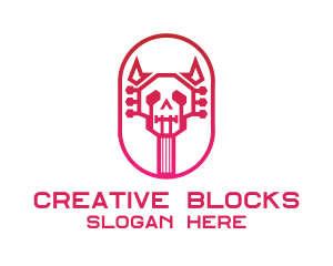 Red Gradient Skull Guitar logo design