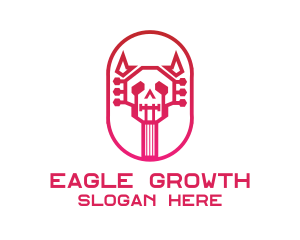 Red Gradient Skull Guitar logo design