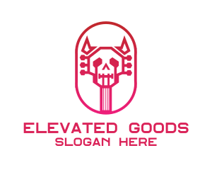 Red Gradient Skull Guitar logo design