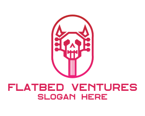 Red Gradient Skull Guitar logo design