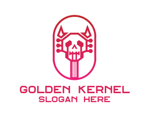 Red Gradient Skull Guitar logo design