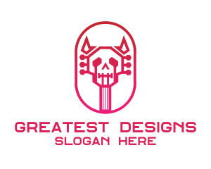 Red Gradient Skull Guitar logo design