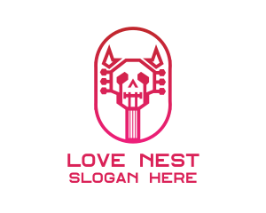 Red Gradient Skull Guitar logo design