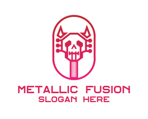 Red Gradient Skull Guitar logo design