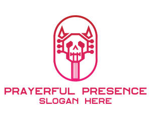 Red Gradient Skull Guitar logo design