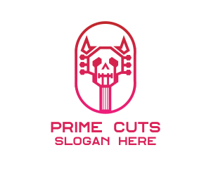 Red Gradient Skull Guitar logo design